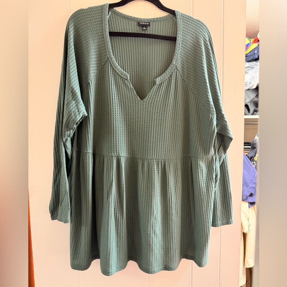 Torrid Olive Waffle Knit Tunic